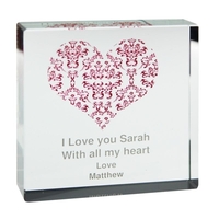Damask Ruby Heart Large Crystal Token
