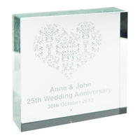 Damask White Heart Large Crystal Token