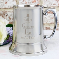 Decorative Wedding Father of the Groom Stainless Steel Tankard