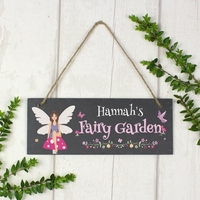Fairy Garden"" Printed Hanging Slate Plaque