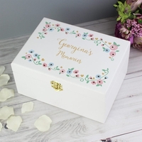 Fairytale Floral White Wooden Keepsake Box