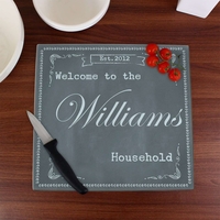 Family Chalk Glass Chopping Board
