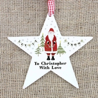 Father Christmas Wooden Star Decoration