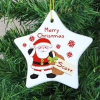 Felt Stitch Santa Ceramic Star Decoration