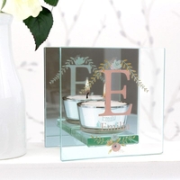 Floral Bouquet Mirrored Glass Tea Light Holder