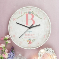 Floral Bouquet Shabby Chic Large Wooden Clock