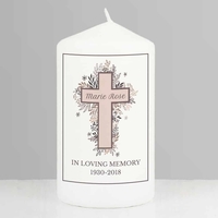 Floral Cross Pillar Candle