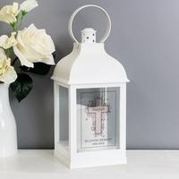 Floral Cross White Lantern