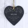 Floral Small Slate Heart Decoration
