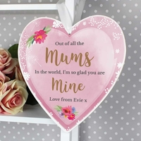 Floral Watercolour 22cm Large Wooden Heart Decoration