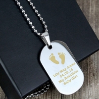 Footprints Stainless Steel Dog Tag Necklace