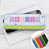 Garden Bunting Pencil Tin with Pencil Crayons