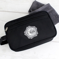Geometric Initial Black Wash Bag
