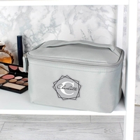 Geometric Initial Grey Make Up Wash Bag