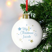 Gold & Blue Stars My 1st Christmas Bauble