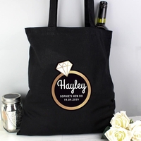 Gold Bling Ring Hen Party Black Cotton Bag
