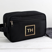 Gold Initials Black Wash Bag