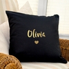 Gold Name Black Cushion Cover