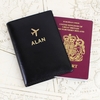 Gold Name Black Passport Holder