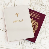 Gold Name Cream Passport Holder