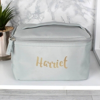 Gold Name Grey Make Up Wash Bag