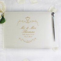 Gold Ornate Swirl Hardback Guest Book & Pen