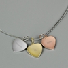 Gold,  Rose Gold and Silver 3 Hearts Necklace