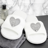 Grey Heart Initials Velour Slippers