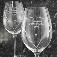 Hand Cut Diamante Heart Wine Glasses with Swarovski Elements
