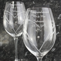 Hand Cut Little Hearts Diamante Wine Glasses with Swarovski Elements