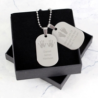 Hands and Feet New Baby Stainless Steel Double Dog Tag Necklace