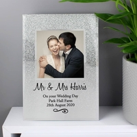 Heart & Swirl 4x4 Glitter Glass Photo Frame