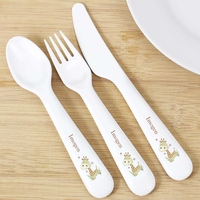 Hessian Giraffe 3 Piece Plastic Cutlery Set
