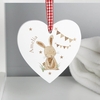 Hessian Rabbit Wooden Heart Decoration