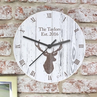 Highland Stag Shabby Chic Wooden Clock
