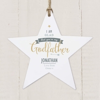 I Am Glad... Godfather Wooden Star Decoration
