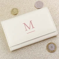 Initial Cream Leather Purse