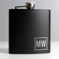 Initials Black Hip Flask