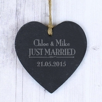 Just Married... Slate Heart Decoration