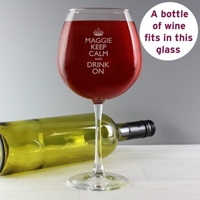 Keep Calm Bottle of Wine Glass