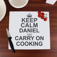 Keep Calm Glass Chopping Board