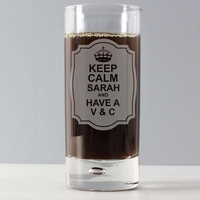 Keep Calm Hi Ball Bubble Glass