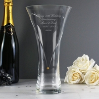 Large Hand Cut Gold Diamante Heart Vase with Swarovski Elements