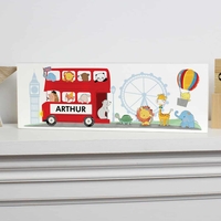 London Animal Bus Wooden Block Sign