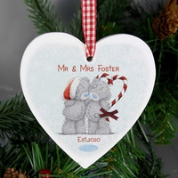 Me To You Couple Christmas Wooden Heart Decoration