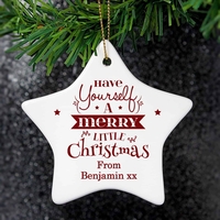 Merry Little Christmas Ceramic Star Decoration