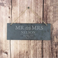 Mr & Mrs Hanging Slate Plaque