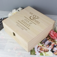 Mr & Mrs Large Wooden Keepsake Box