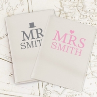 Mr & Mrs Top Hat Cream Passport Holders