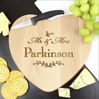 Mr and Mrs Leaf Heart Chopping Board